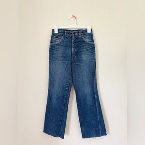 Vintage Bolthon & Cassidy Red Flame Blue Denim High Rise Flare Jeans Size 4